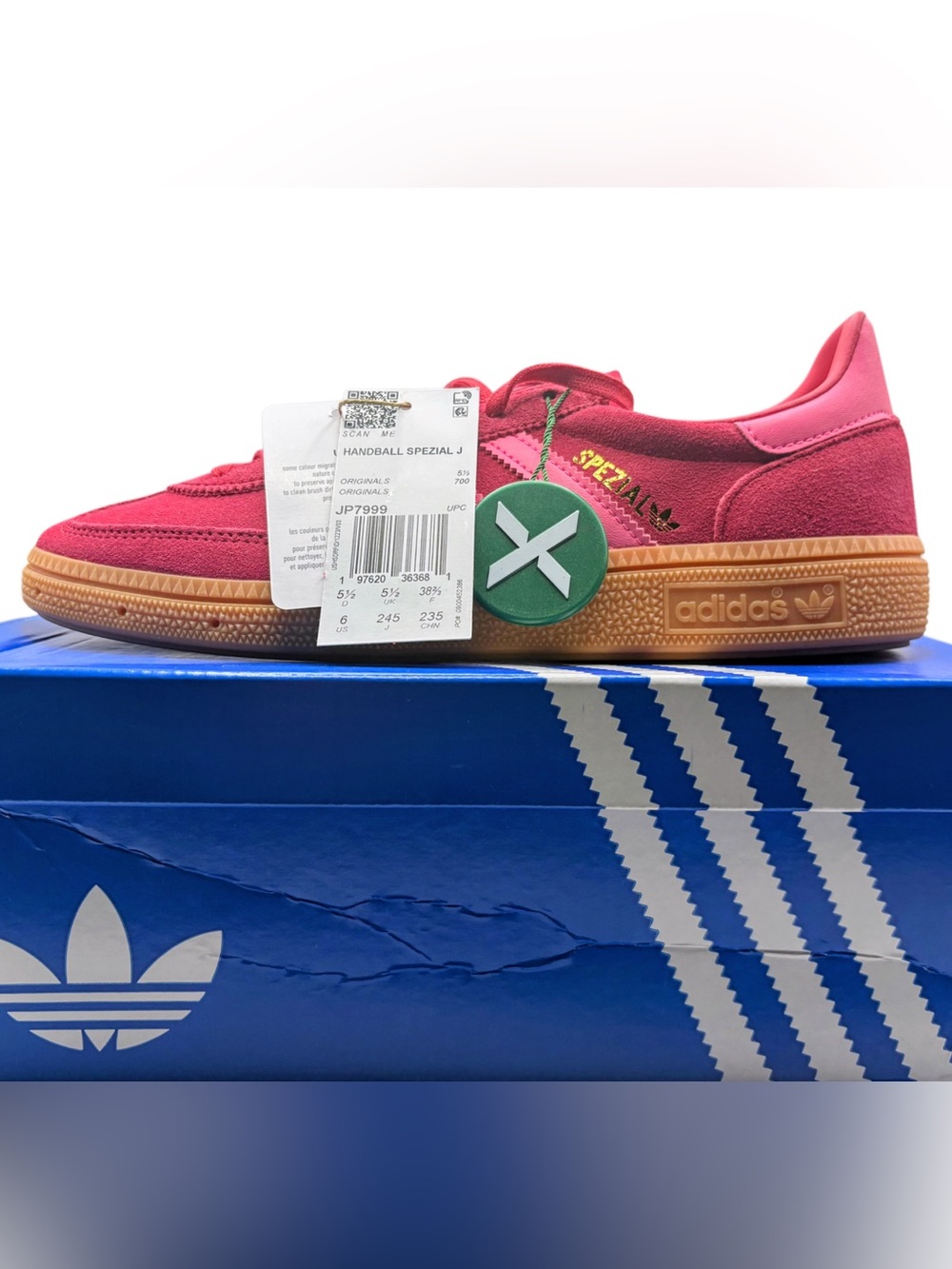 NEW Youth 6 adidas Handball Spezial (GS) Suede Sneaker - Ruby Red Lucid Pink Gum